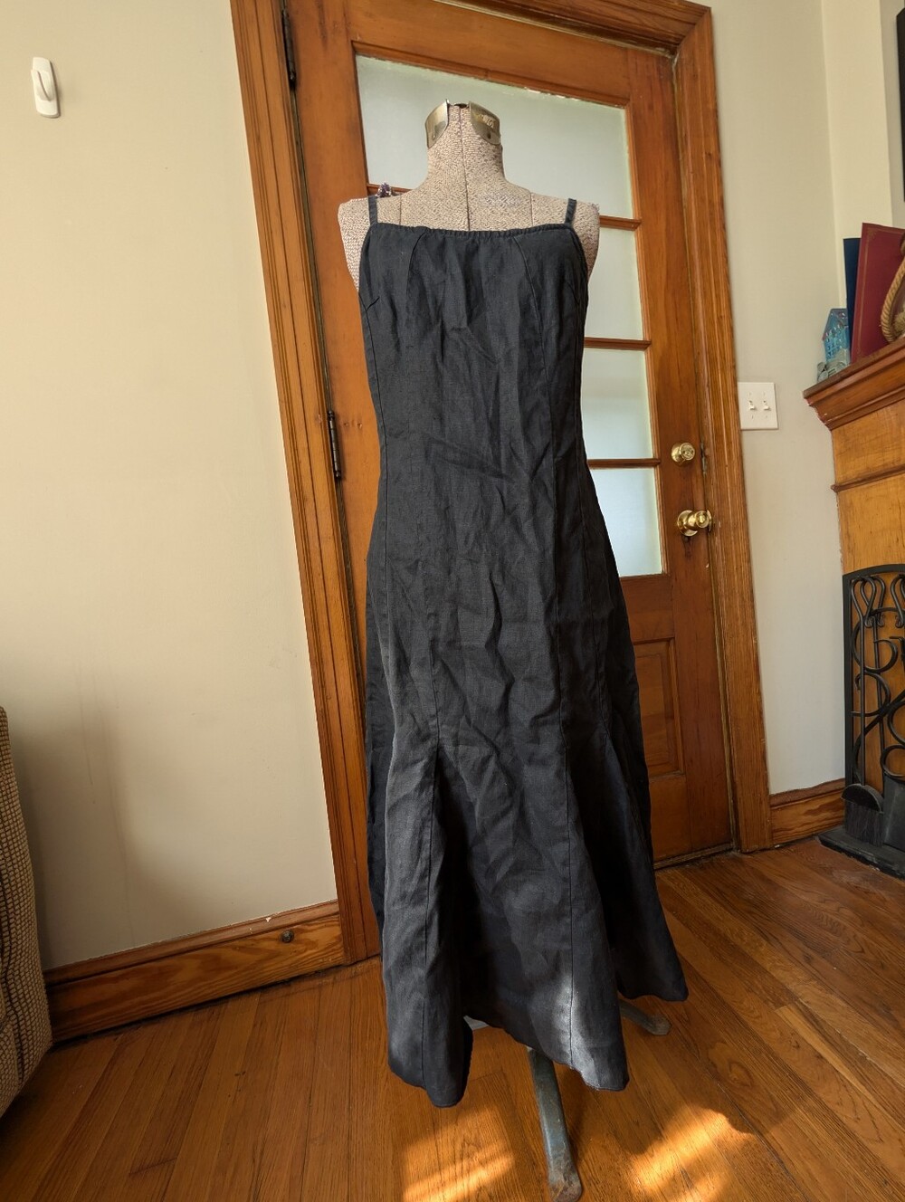 United Colors Of Benetton Black Midi Spaghetti-Strap Dress
